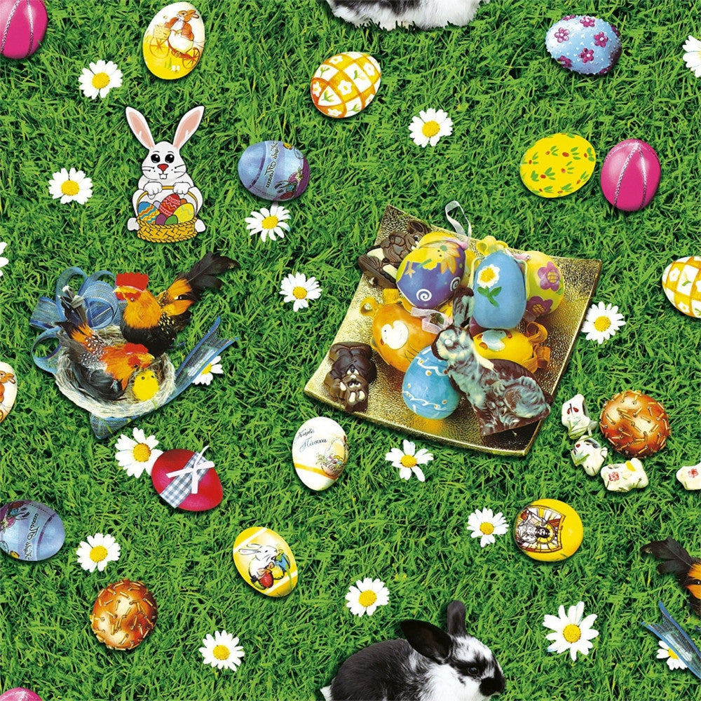 Påsk vaxduk - Ninus på påsk äventyr närbild