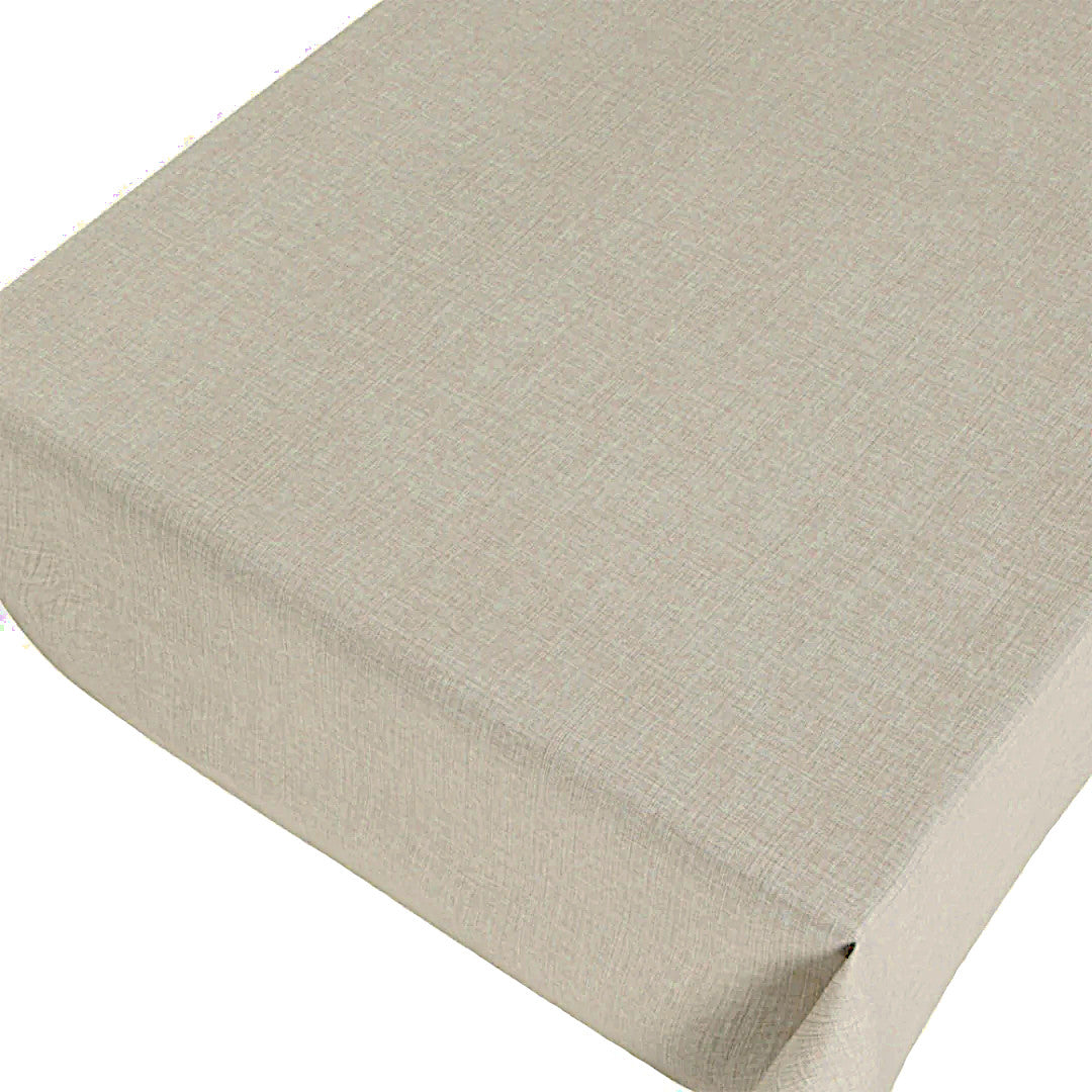 Linen look sand - enfärgad vaxduk i linnelook med präglad yta