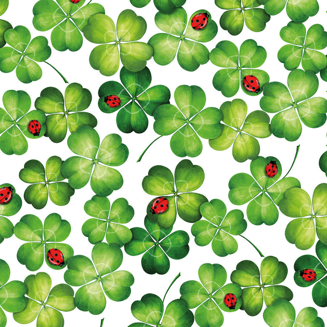 Vaxduk med nyckelpigor och fyrklöver n¨rbild