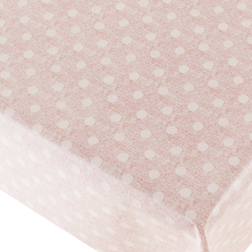 New Dot Pink -Vaxduk med prickar och lätt präglad linnelook