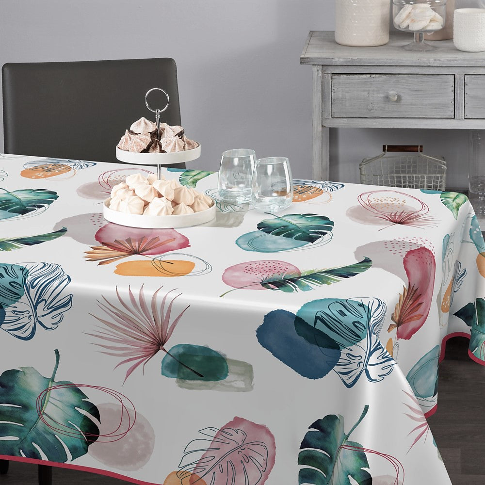 Playful Leaves - Festlig duk i linnelook med vackra blad