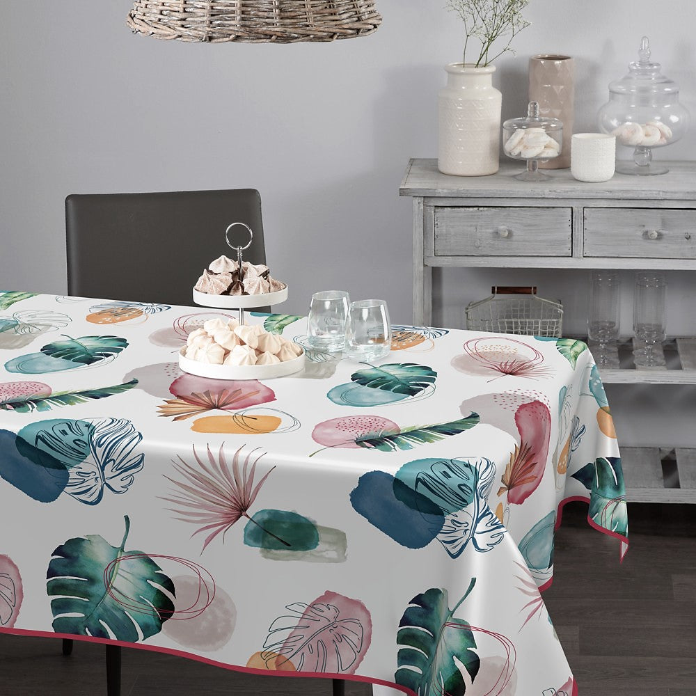 Playful Leaves - Festlig duk i linnelook med vackra blad