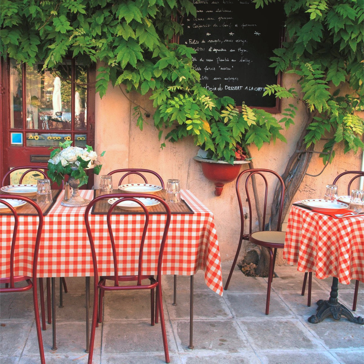 Avanti - Vaxduk med röda och vita rutor