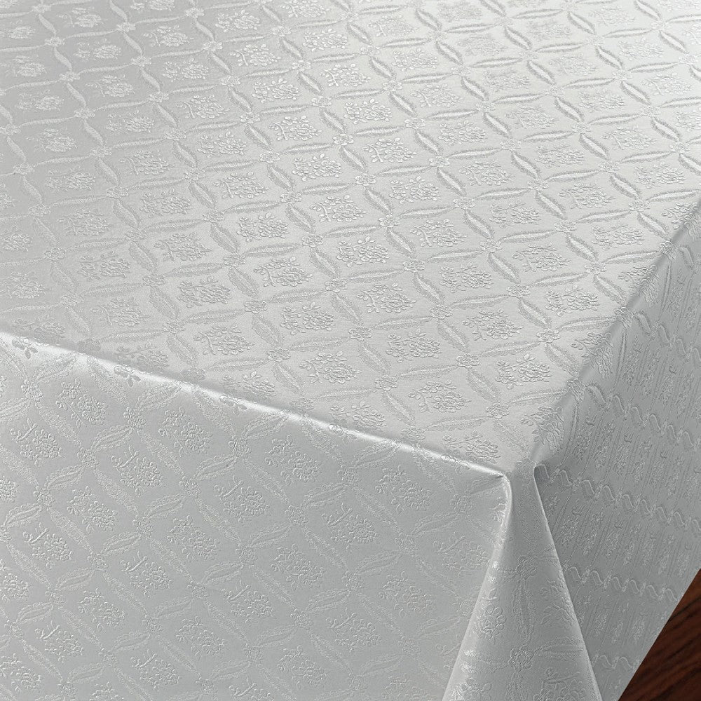 Rose Tapestry Vit - damast präglad vaxduk med mönster