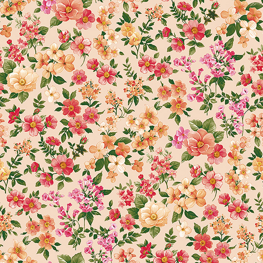 Blomstersymfoni - Vaxduk med blommor i fina orange och rosa färger