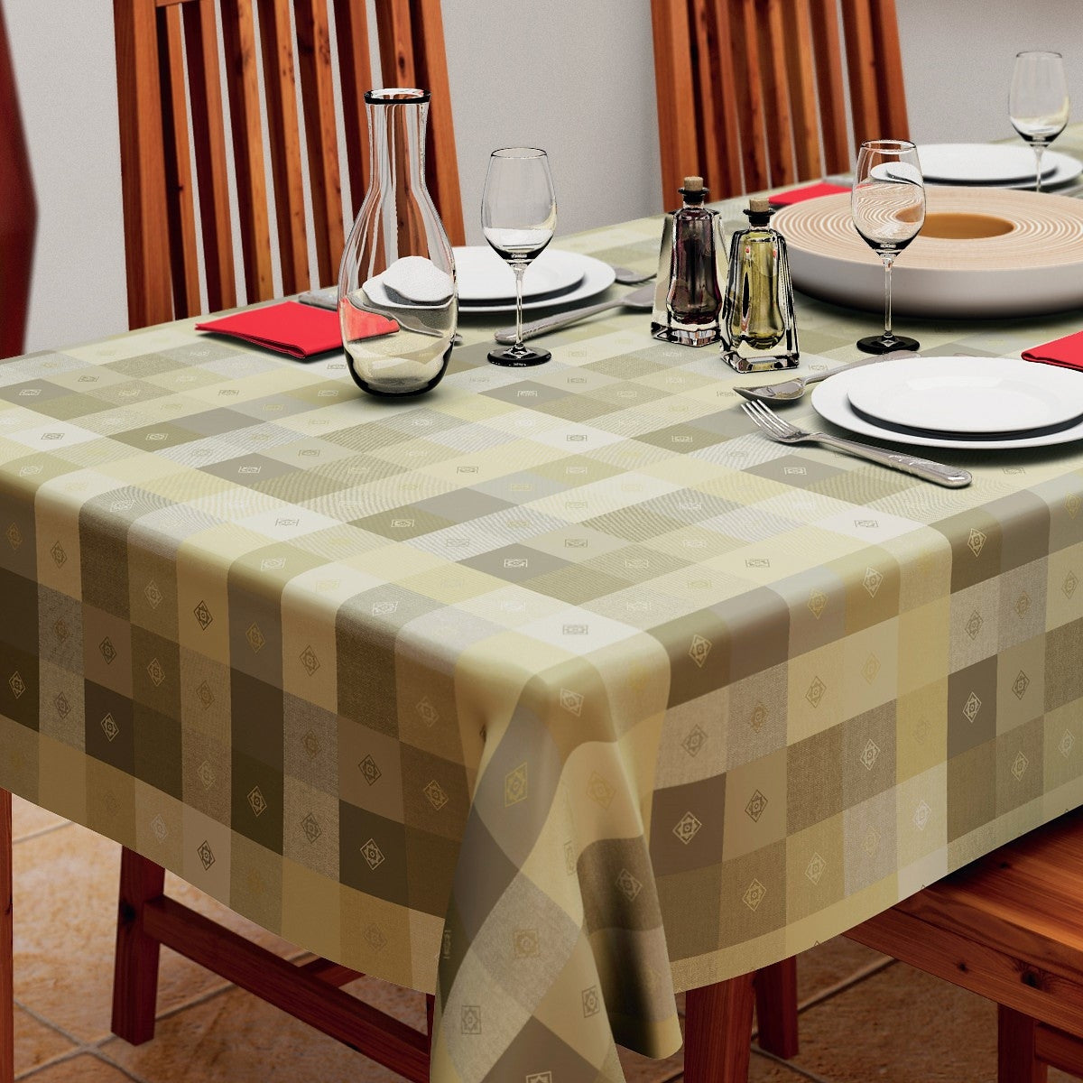 Victor Beige, vaxduk med rutor