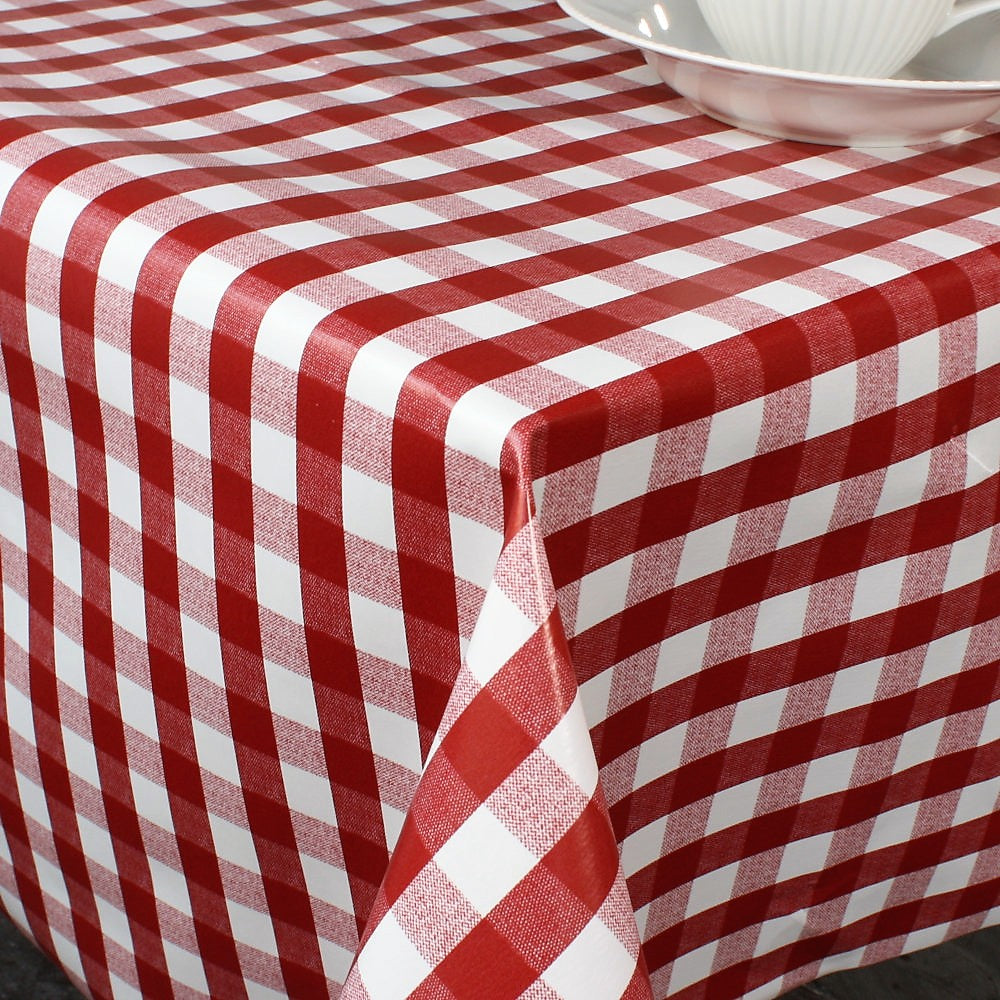 Vaxduk med bordeaux och vita rutor - 2 x 2 cm