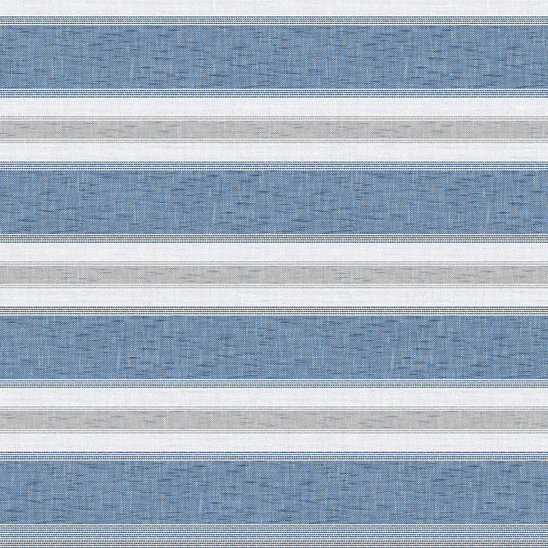 Volmer basr ränder i Denimblå - Slät vaxduk i linnelook