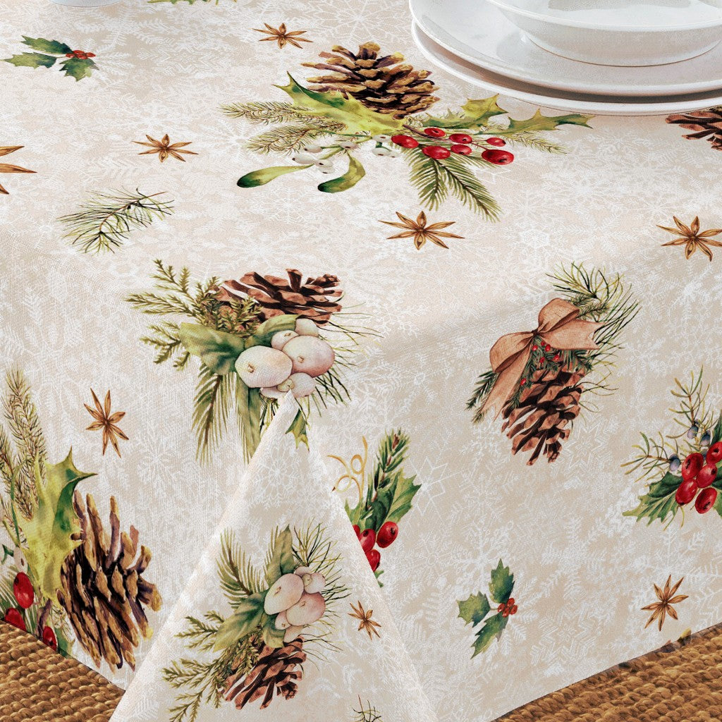 Xmas Natur - Jultextilvaxduk med naturens egna pynt, h¨rnbild