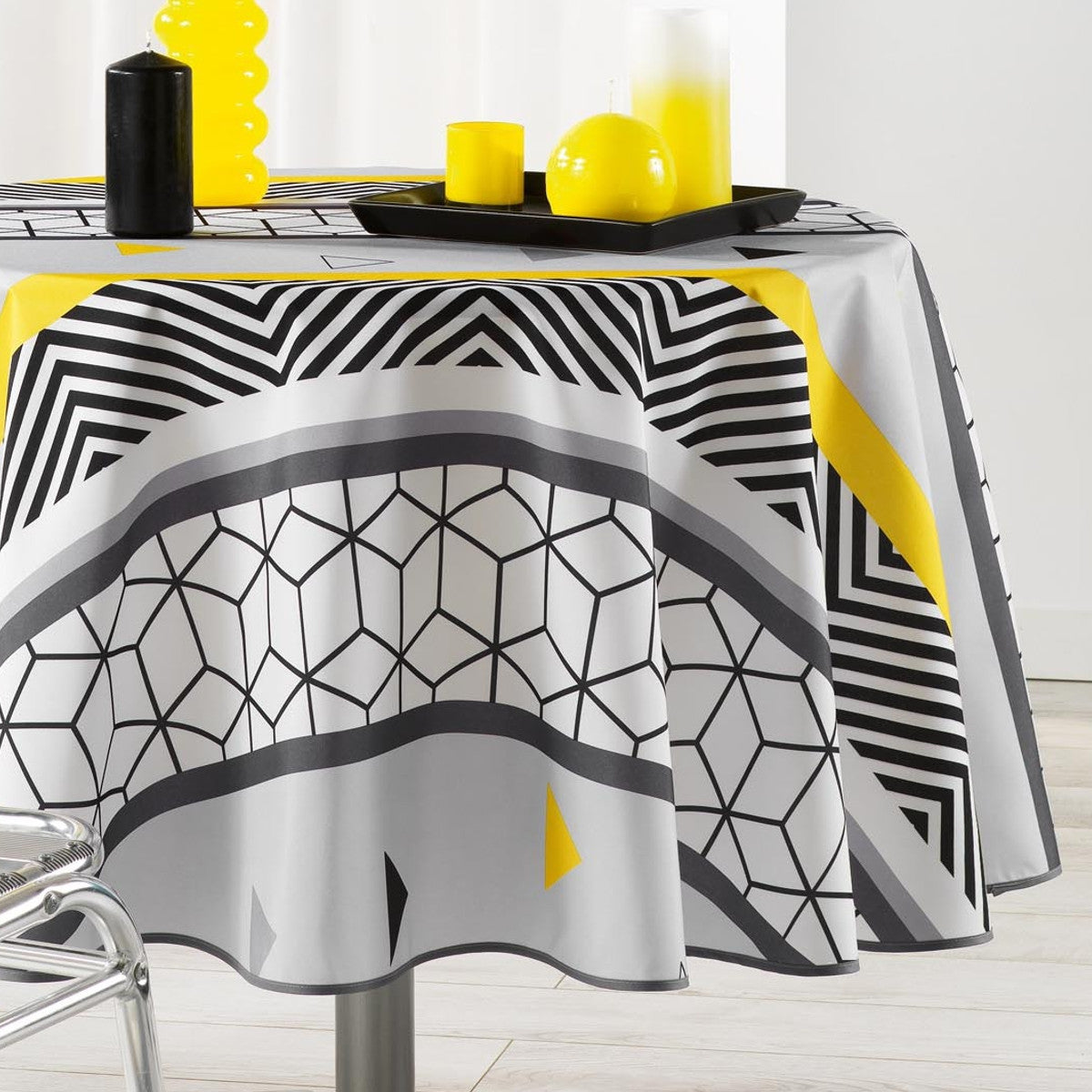 Yellow Mix Ø 180 cm, rund duk med fläckskydd