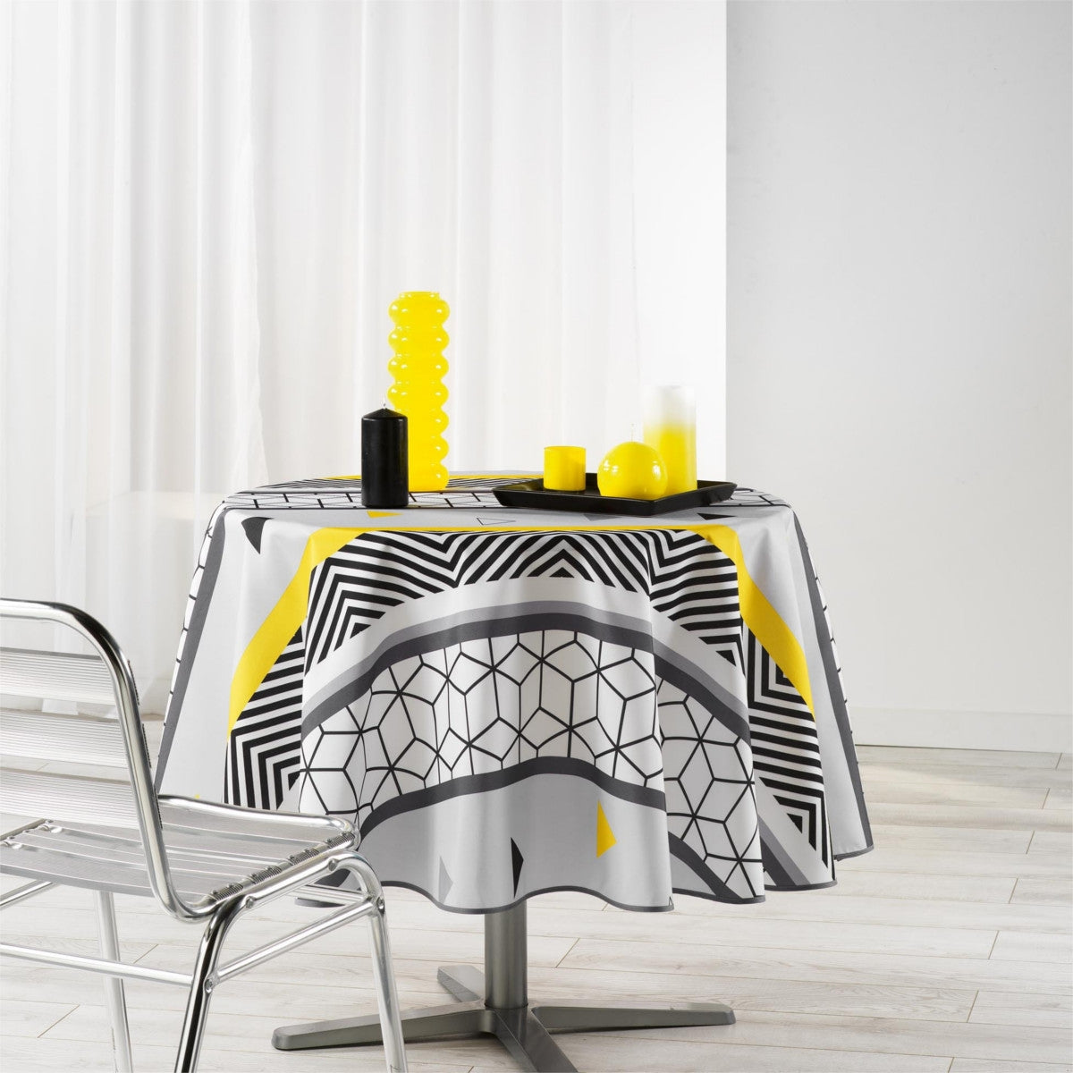 Yellow Mix Ø 180 cm, rund duk med fläckskydd