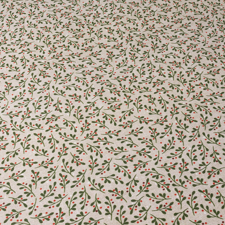 Mistel - Naturfärgad textilvaxduk med glidskydd, mönster