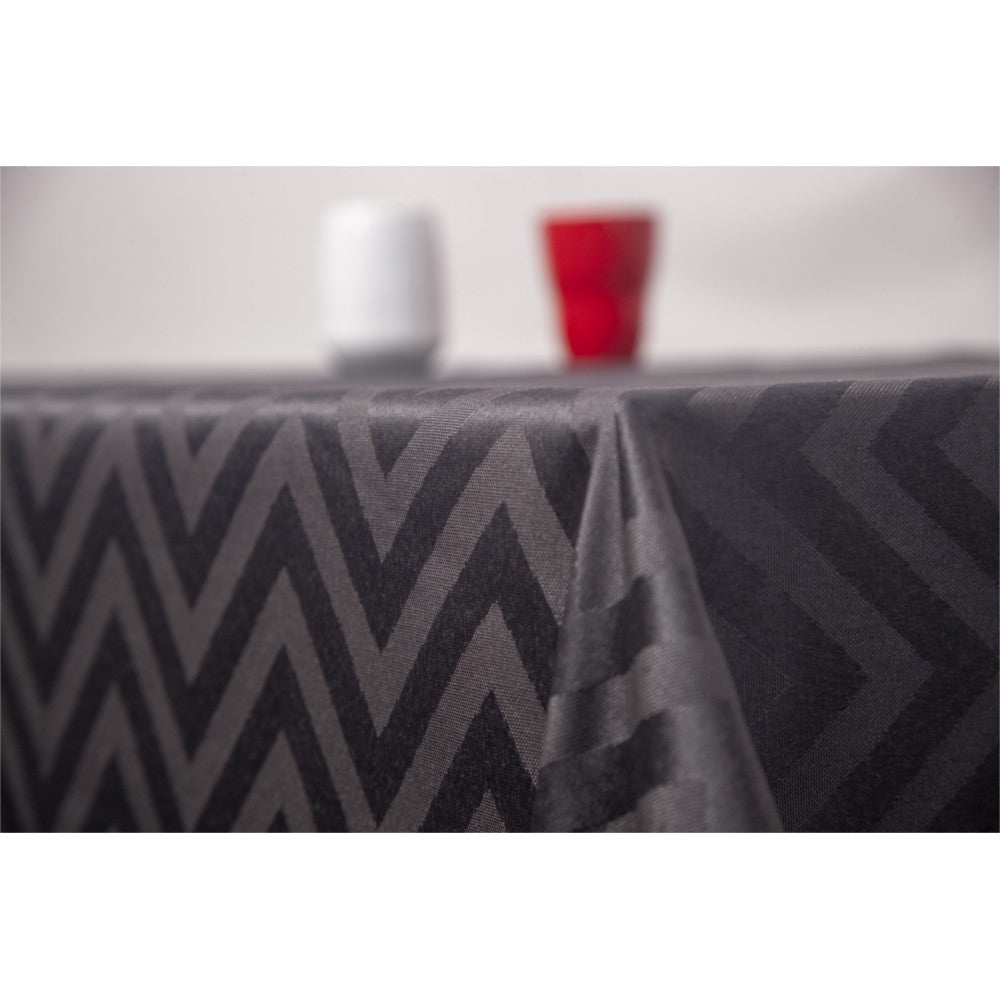 Berlin Svart - Elegant textilvaxduk med vävt grafiskt mönster - 155 cm bred