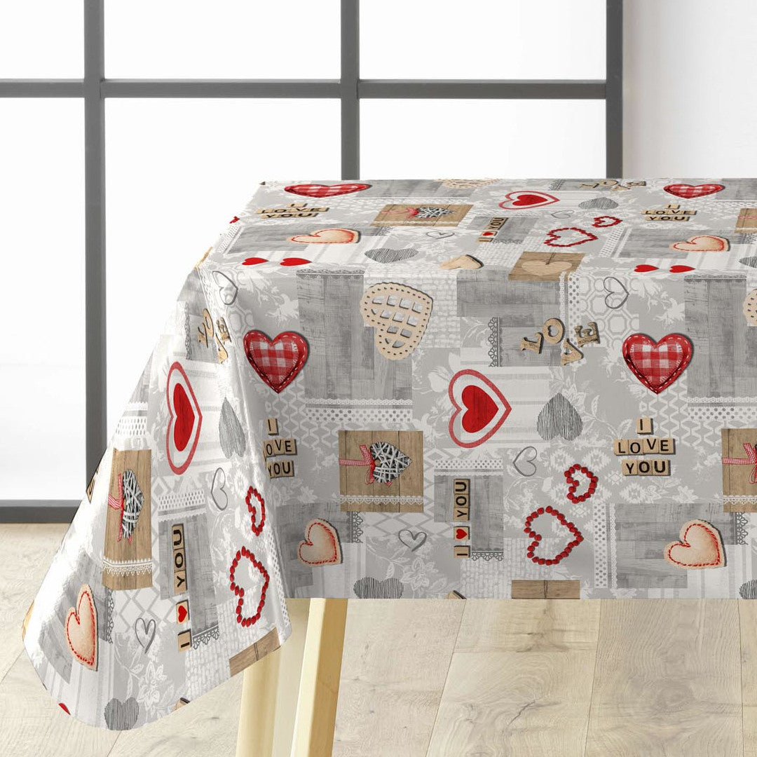 Amour Red - Vaxduk med hjärtan och romantiska detaljer, hörn