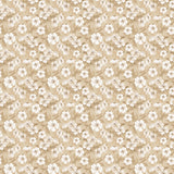 Blomsterflor Beige – Lätt präglad vaxduk med vita blommor, mönster