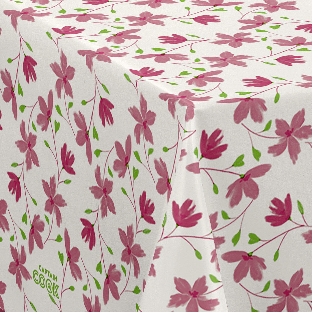 Bloom Bloom Cupcake – 160 cm bred vaxduk med blommor, hörn