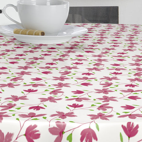 Bloom Bloom Cupcake – 160 cm bred vaxduk med blommor, närbild