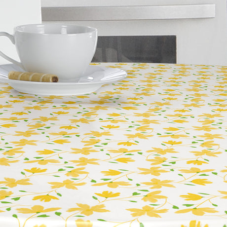 Bloom Bloom Lemonade – 160 cm bred vaxduk med blommor, närbild