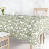 Botanic Green – Lätt präglad vaxduk med blommor