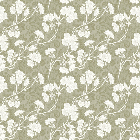 Botanic Green – Lätt präglad vaxduk med blommor, mönster
