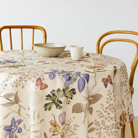 Botanica Blush – Rund vaxduk med blommor och fjärilar