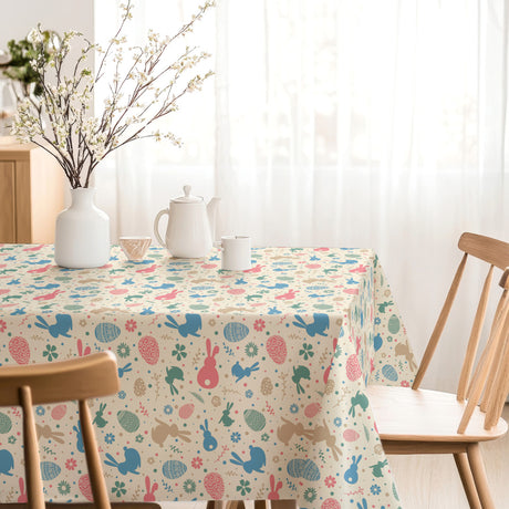 Bunnys & Eggs – textilvaxduk med påskharar och påskägg