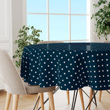 Classic Dot Blå - Rund vaxduk med vita prickar