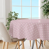 Classic Dot Rosa - Rund vaxduk med vita prickar