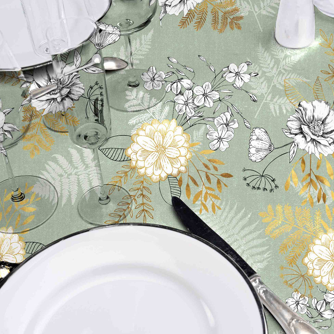 Claudie Sauge Metallic – Vaxduk med guld¬effekt, närbild