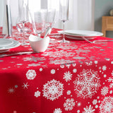 Constellation Snöhimmel röd - Julduk med fläckskydd, 150 x 240 cm
