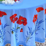 Coquelicot Blå – Rund provenceduk Ø 180 cm, närbild