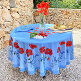 Coquelicot Lavande Blå - Rund akrylbelagd provenceduk Ø 180 cm