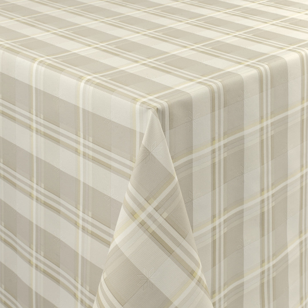 Country Check Sand – Rutig vaxduk med textillook, hörn