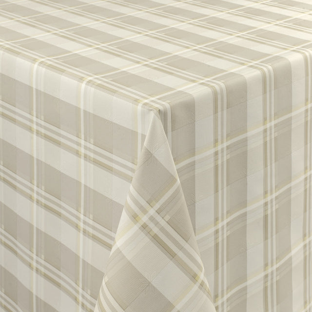Country Check Sand – Rutig vaxduk med textillook, hörn