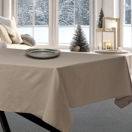 Dotea Beige – Damastduk med prickar, 160 x 420 cm, jul