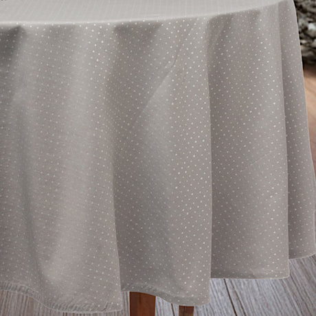 Dotea Grå Blå - Rund damastduk med prickar, Ø 160 cm, mönster