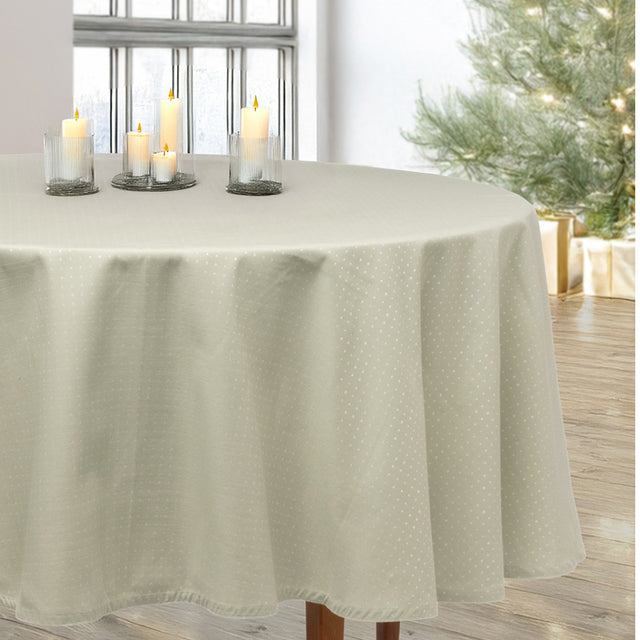 Dotea Sage – Rund damastduk med prickar, Ø 200 cm, jul