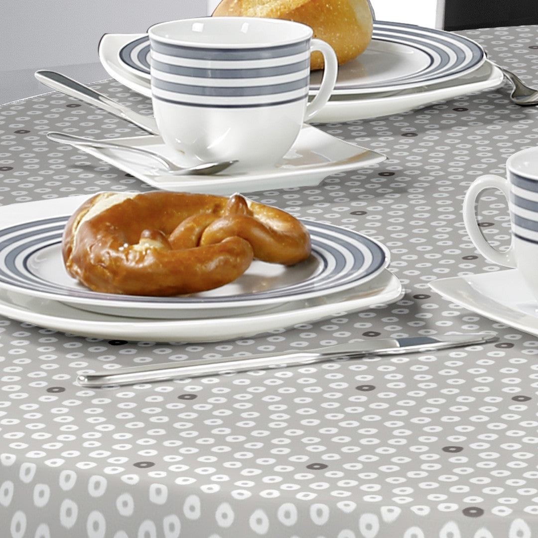 Dotti Earl Grey – Vaxduk med grafiskt prickmönster, 160 cm bred, närbild