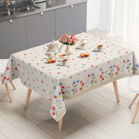 Ängsblomma Beige – vaxduk med blomsterbård miljö