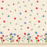 Ängsblomma Beige – vaxduk med blomsterbård mönster