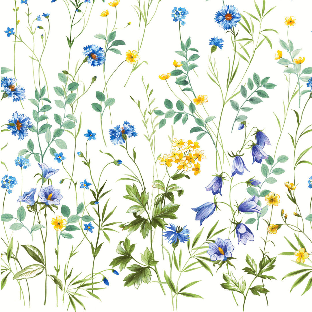 Engblomst Blå – Vaxduk med fina vilda blommor