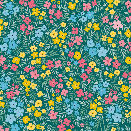 Engblomst Grön – Lätt präglad vaxduk med tätt blomsterflor