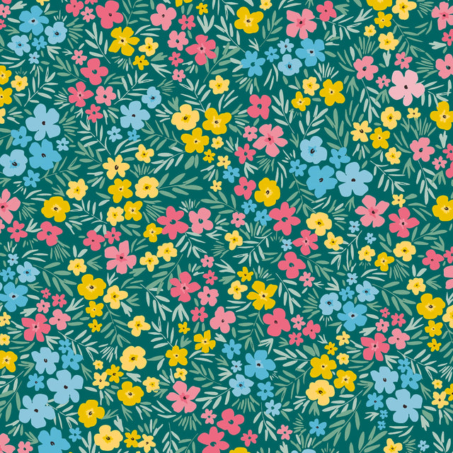 Engblomst Grön – Lätt präglad vaxduk med tätt blomsterflor