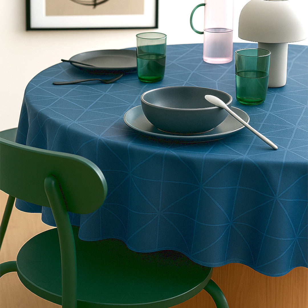 Engholm Tilde Rund Damastduk Blå Ø 180 cm