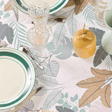 Fidji Ø 180 cm, rund duk med botaniskt mönster i dämpade toner, närbild