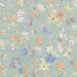 Fiore Verde – Textilvaxduk med pastellblommor på dämpad mintgrön, mönster