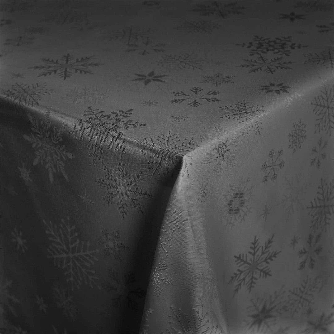 Flocons Antracit - Jacquardvävd jul- och nyårsduk, 140 x 300 cm, hörn