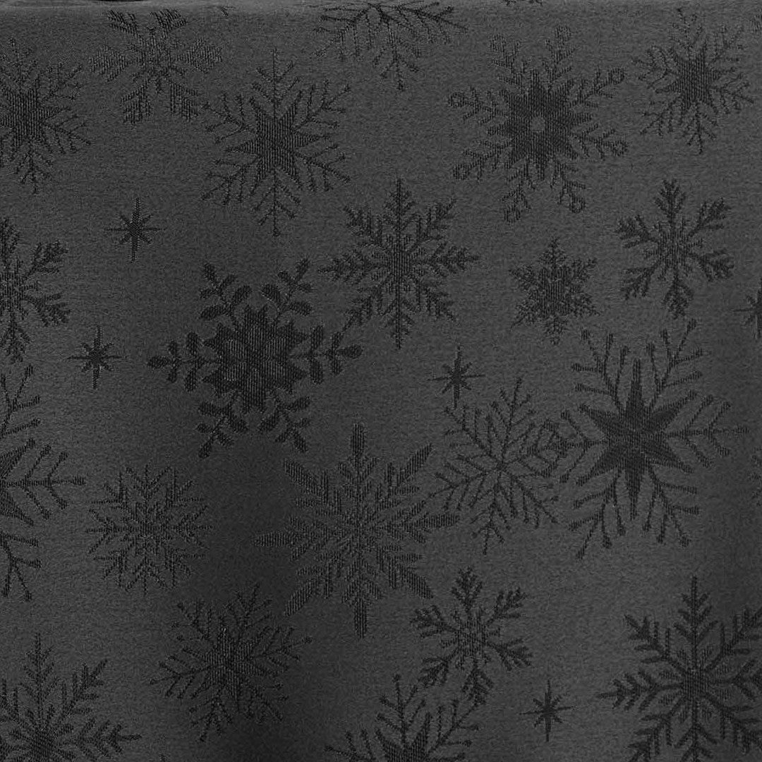 Flocons Antracit - Jacquardvävd jul- och nyårsduk, 140 x 300 cm, mönster