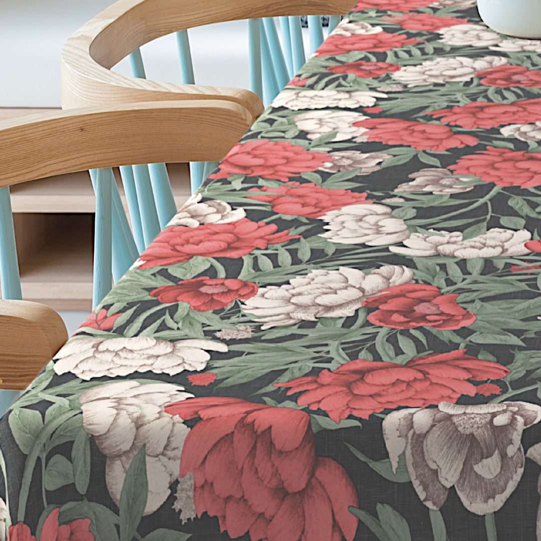 Florea Anthracite – Extra kraftig vaxduk med textillook, hörn