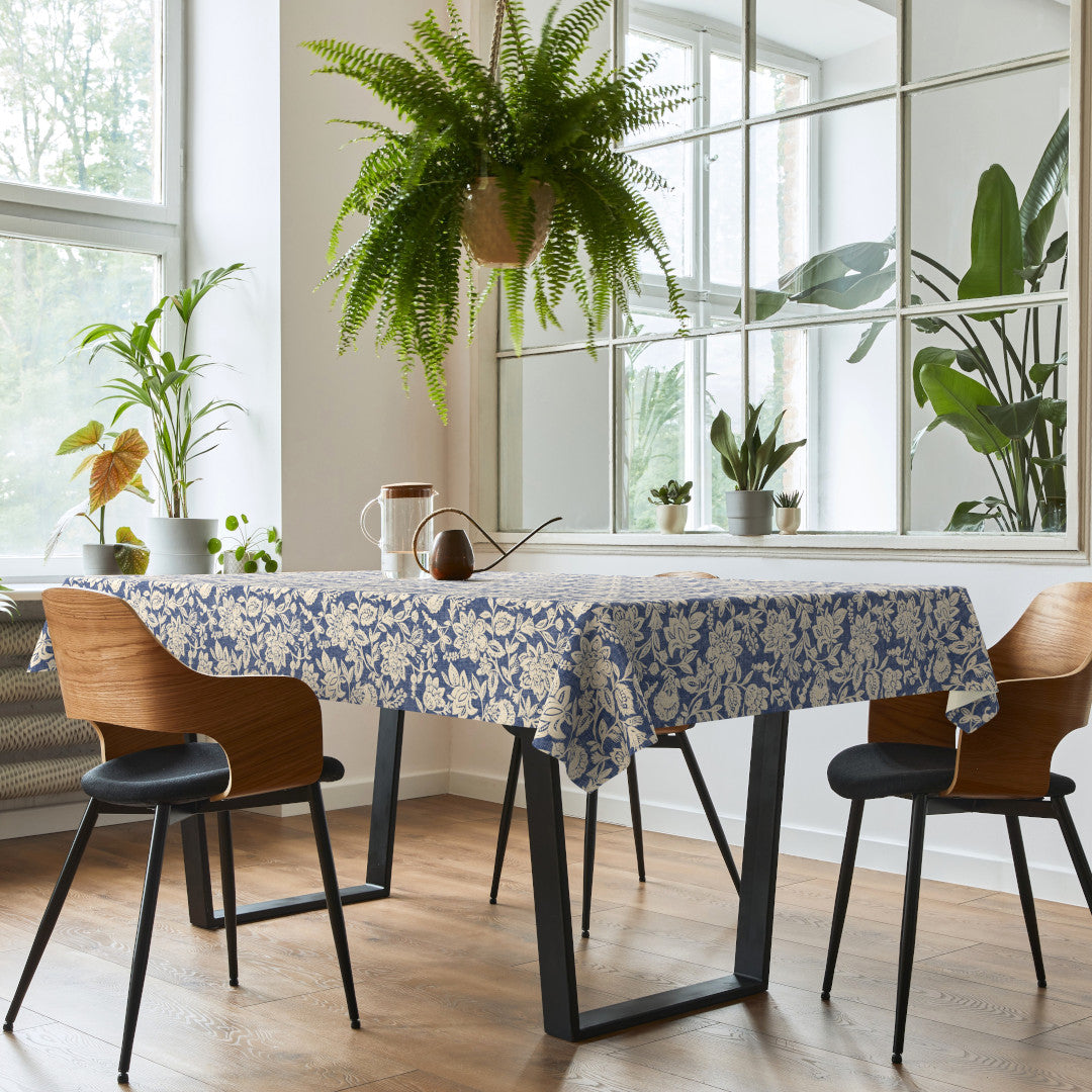 Florena Blue – Extra kraftig vaxduk med textillook, miljö